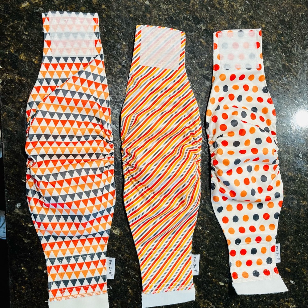Set of 3 Stylish Dog Diapers- Geometric and Stripes